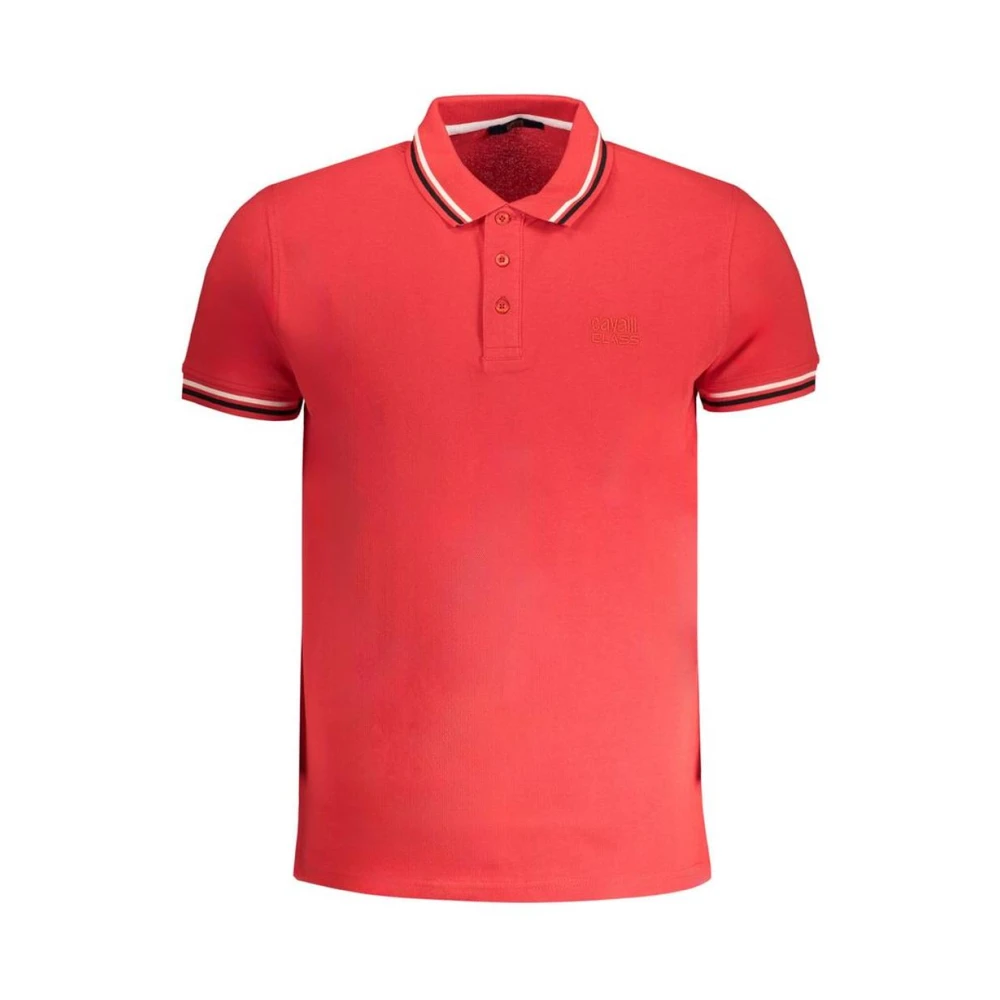 Cavalli Class Men's Red Polo Shirt With Embroidery