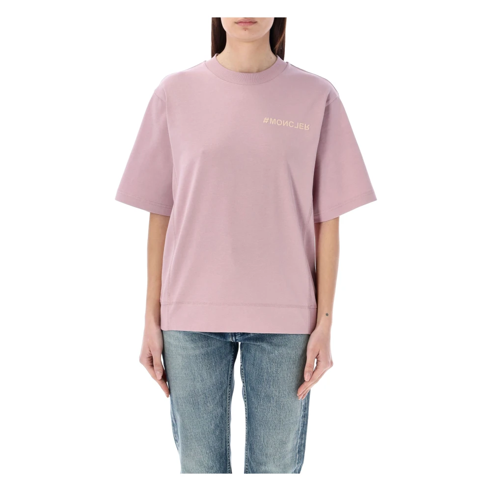 Moncler Roze T-Shirt met Ronde Hals Pink Dames