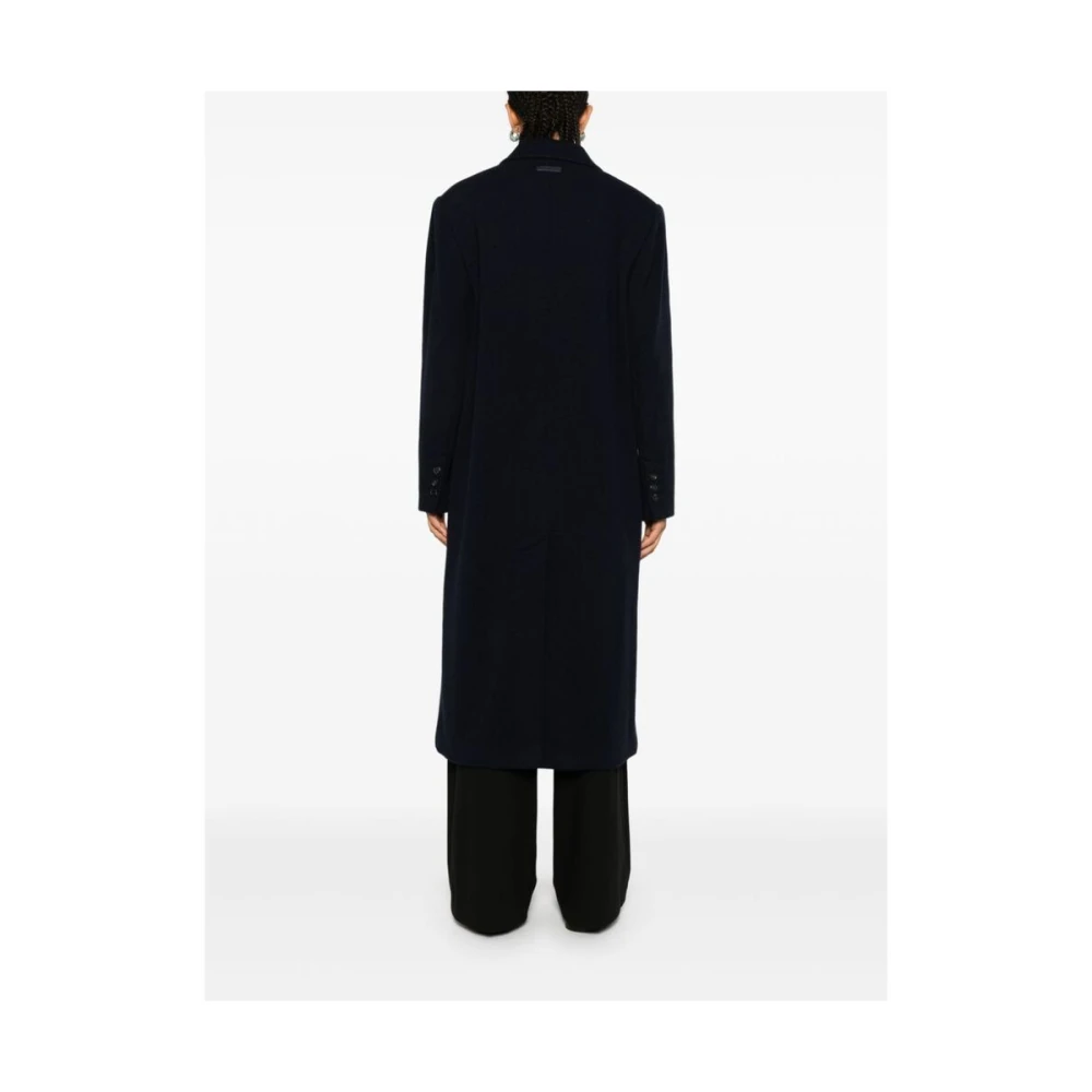 Calvin Klein Navy Blue Wollen Jas Blue Dames