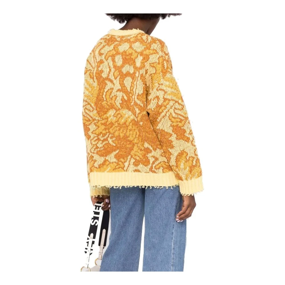 ETRO Jacquard Wollen Trui Ronde Hals Yellow Dames