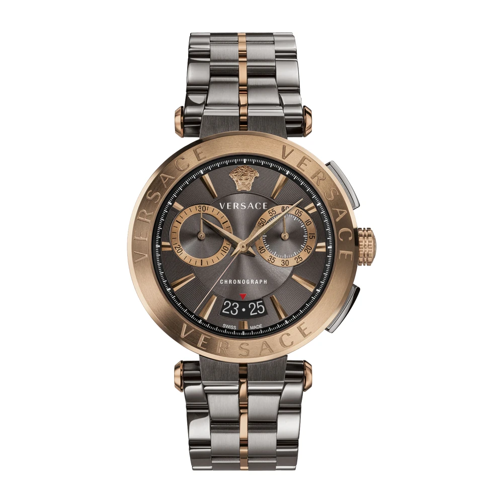 Versace Men's Grey/Bronze Chronograph Steel Bracelet Watch