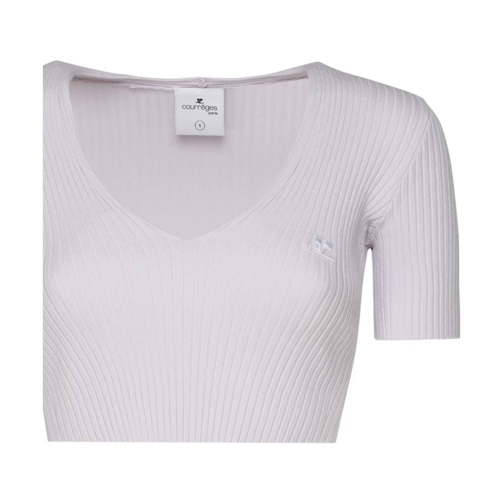Courrèges Grijze Crop Top Ronde Kraag Mist Gray Dames