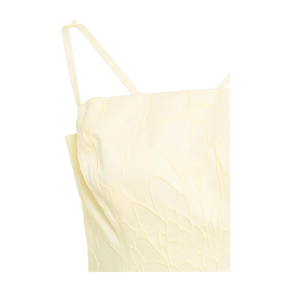 Elisabetta Franchi Gele Bloemen Geborduurde Mini Jurk Yellow Dames