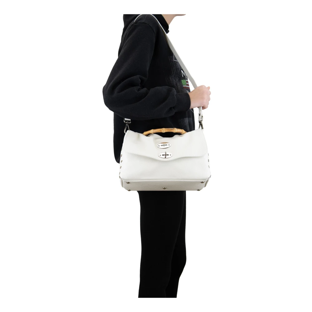 Zanellato Leren schoudertas voor dames Girello White Dames