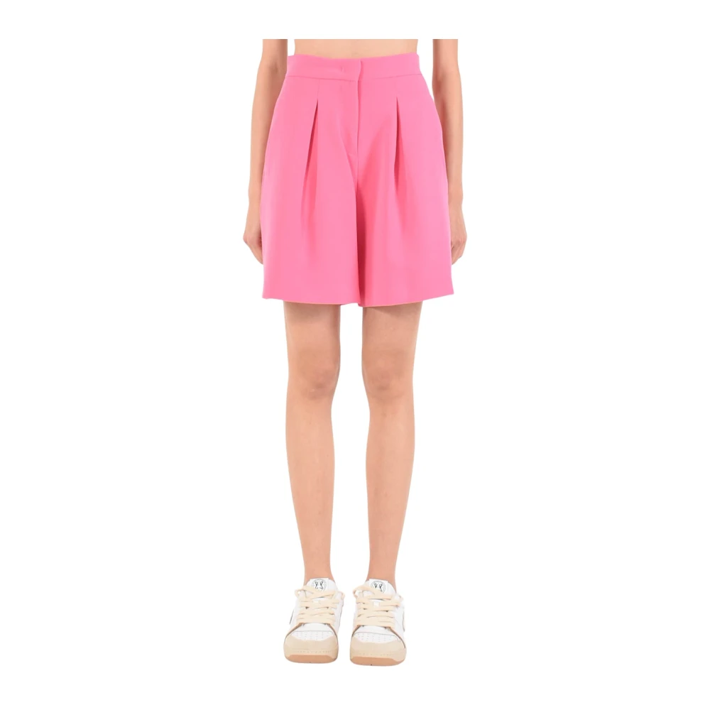 Hinnominate Bermuda shorts met hoge taille in stretch viscose Pink Dames