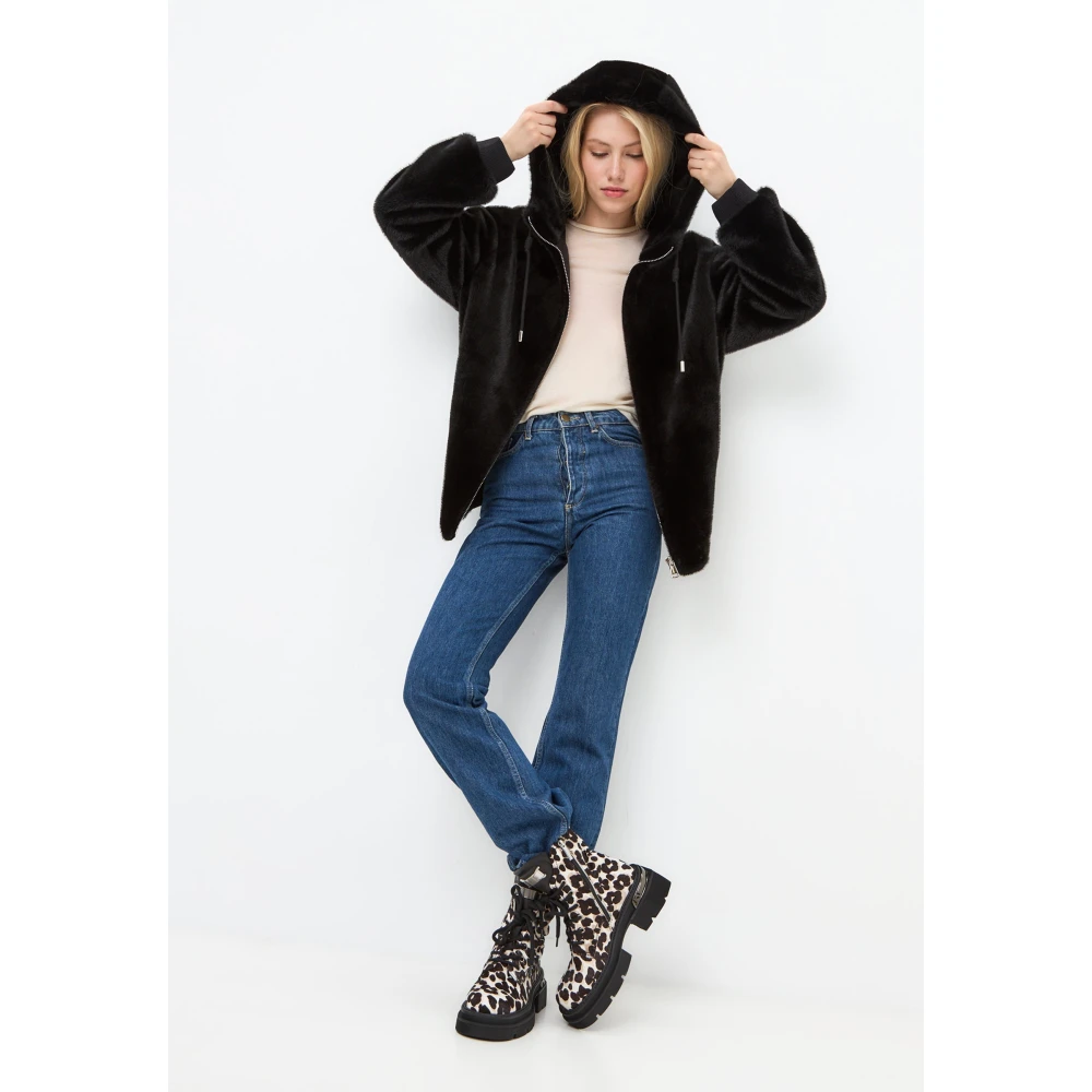 Cesare Gaspari Faux Fur & Shearling Jackets Black Dames