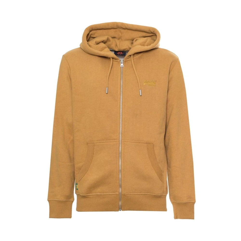 Superdry Klassisk Passform Dragkedja Hoodie Enfärgad Yellow, Herr