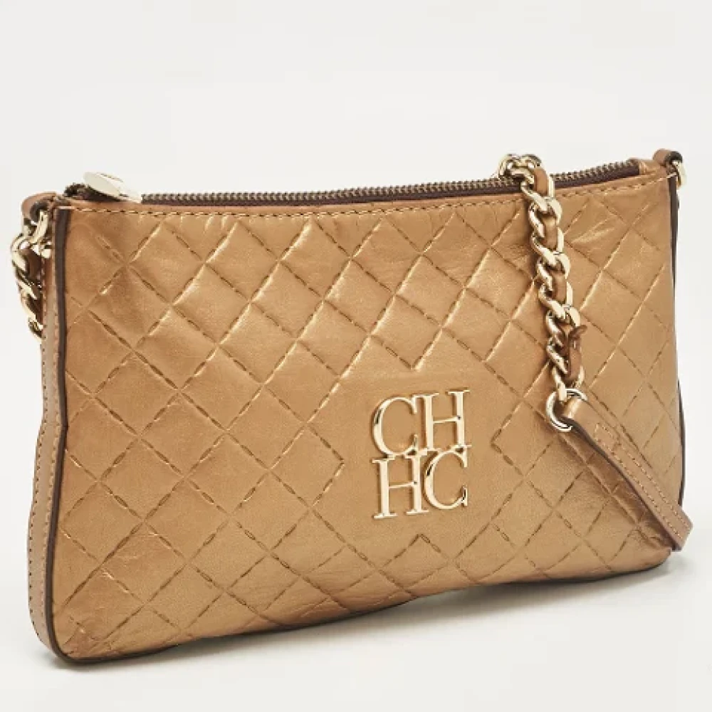 Carolina Herrera Pre-owned Leather shoulder-bags Brown Dames