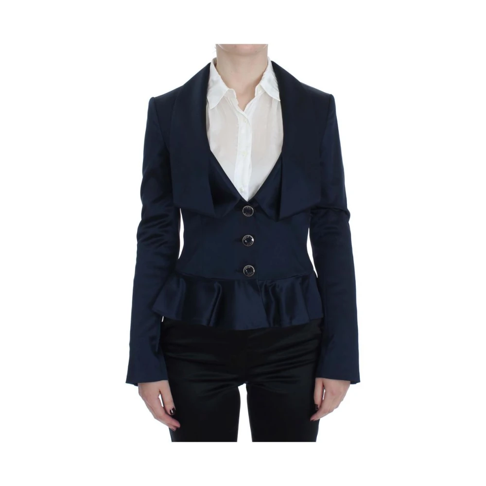 Exte Women's Blue Peplum Blazer Jacket - Blazers - Xs- Suits