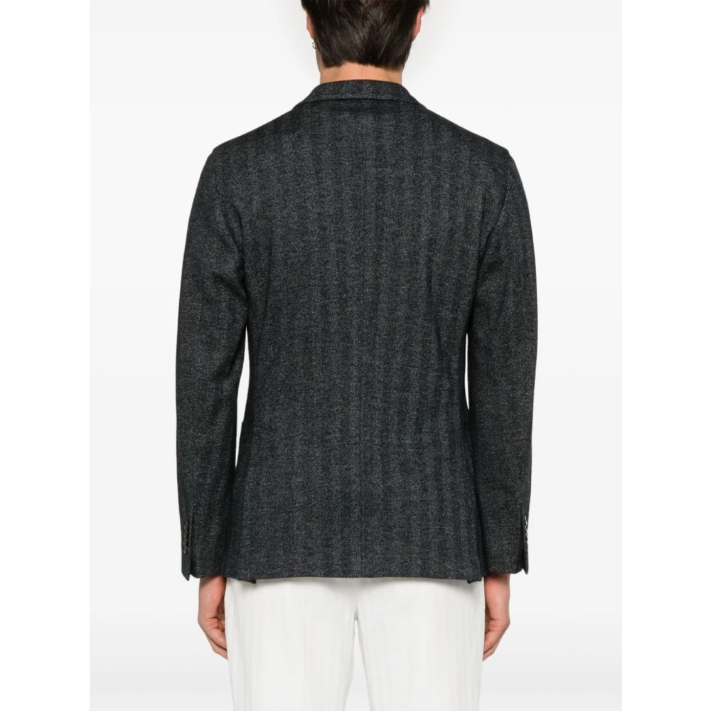 Boglioli Grijze Visgraat Dubbel-Borst Jas Gray Heren