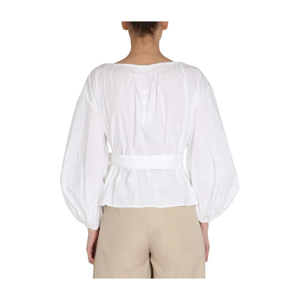 Michael Kors V-hals wikkelblouse White Dames
