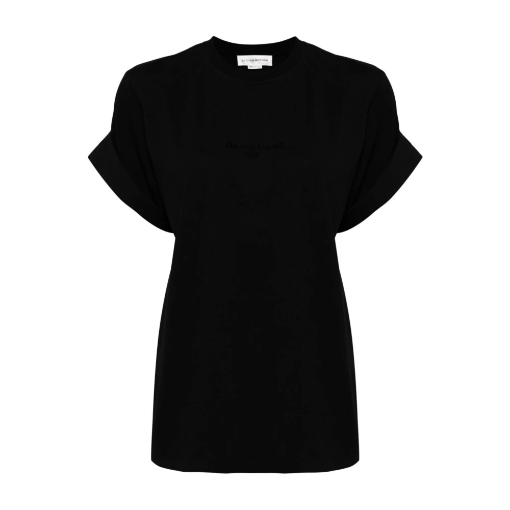 Victoria Beckham Zwart Slogan Print T-shirts Black Dames