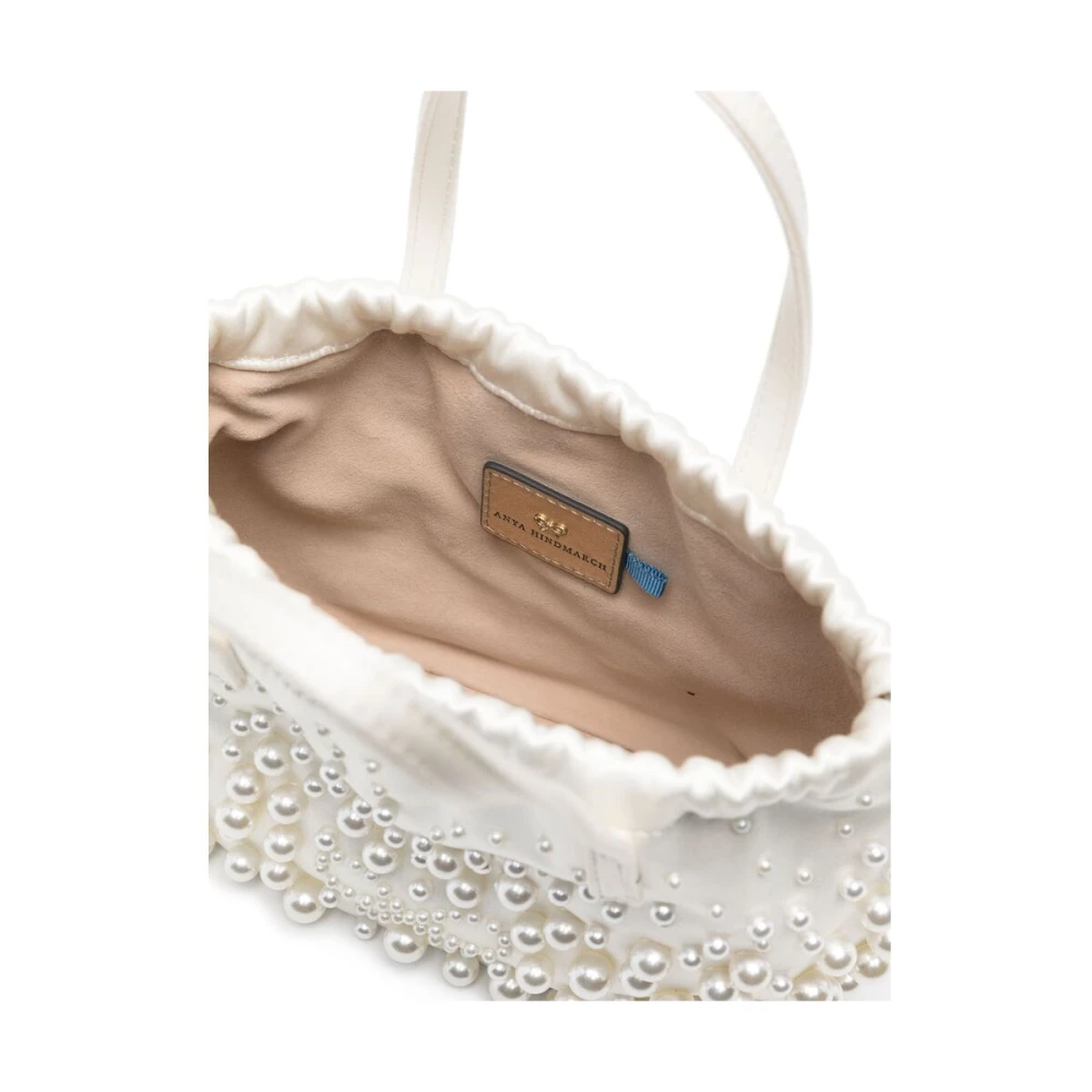 Anya Hindmarch Stijlvolle Witte Trekkoordtas met Logo White Dames