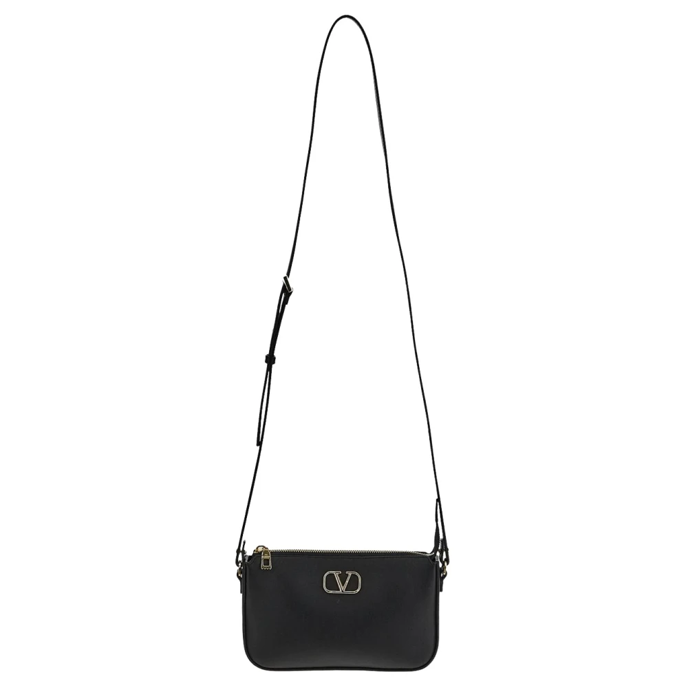 Valentino Garavani Leren Logo Tas Black Dames