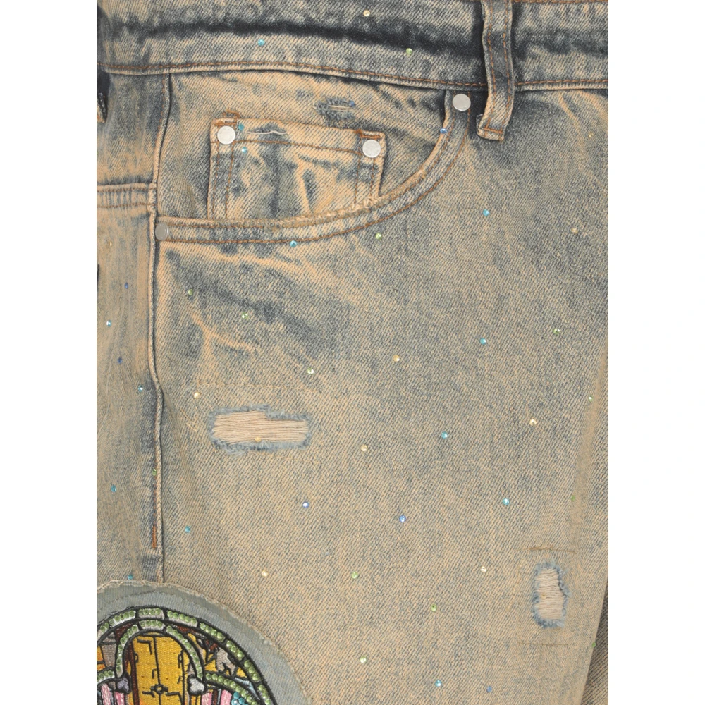 Who Decides War Beige Katoenen Jeans met Strass Details Beige Heren
