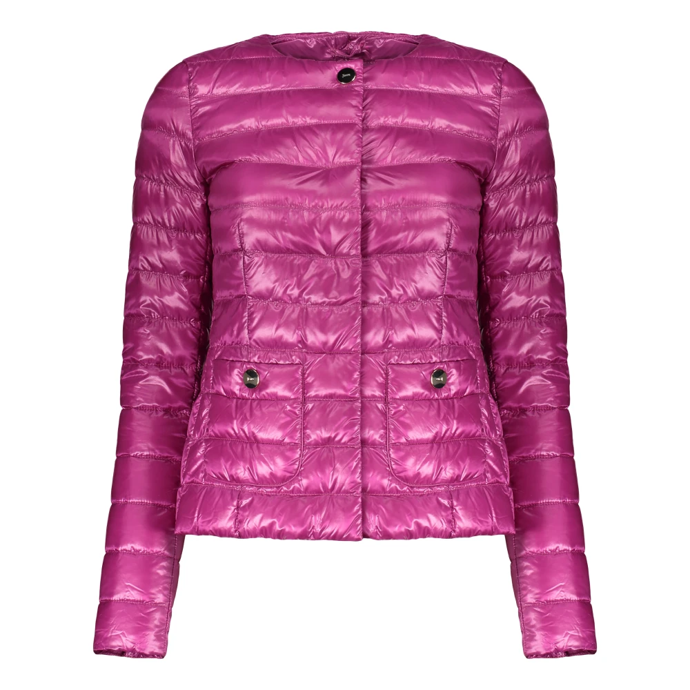 Herno Logo Detail Donsjack met Zakken Pink Dames