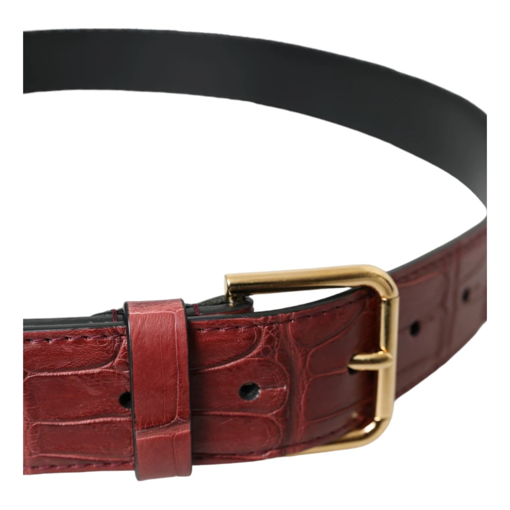 Dolce & Gabbana Alligatorleren riem met metalen gesp Brown Dames