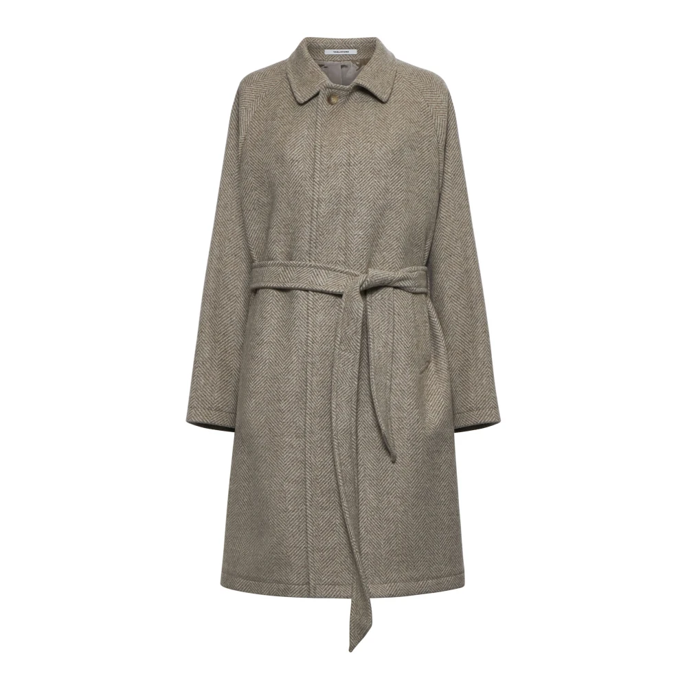 Tagliatore Duifgrijs Visgraat Wol Kasjmier Jas Beige Heren