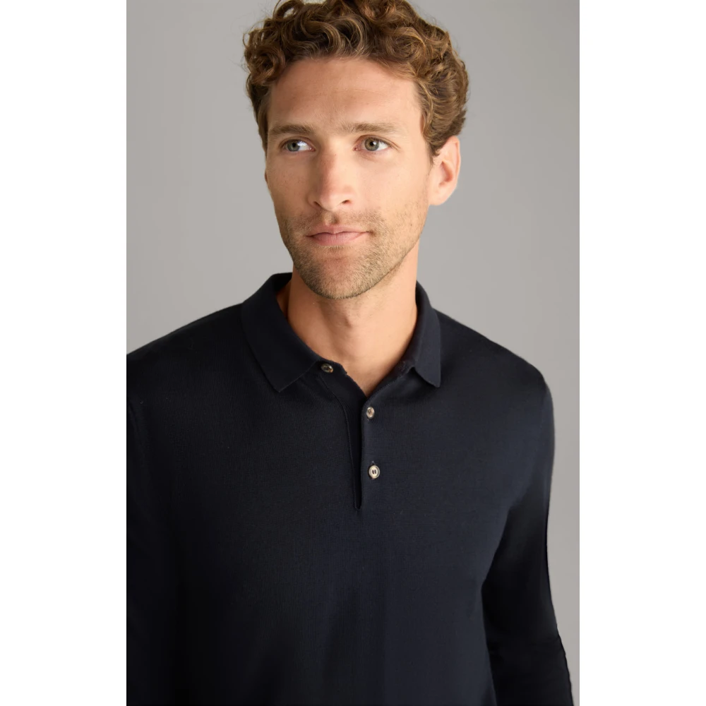 Joop! Donkerblauwe wollen polotrui Black Heren