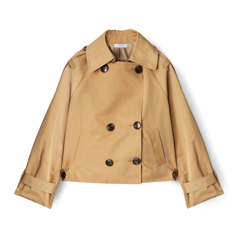 Motivi Korte double-breasted trenchcoat Beige Dames