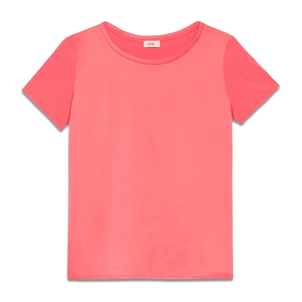 Oltre T-shirt gemaakt van twee verschillende materialen Red Dames