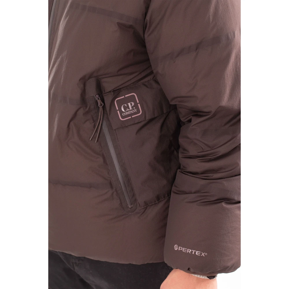 C.P. Company Gewatteerde jas met capuchon in Pertex-stijl Brown Heren
