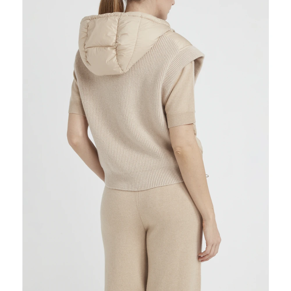 PESERICO Dons bodywarmer met wol en microvezel capuchon Brown Dames