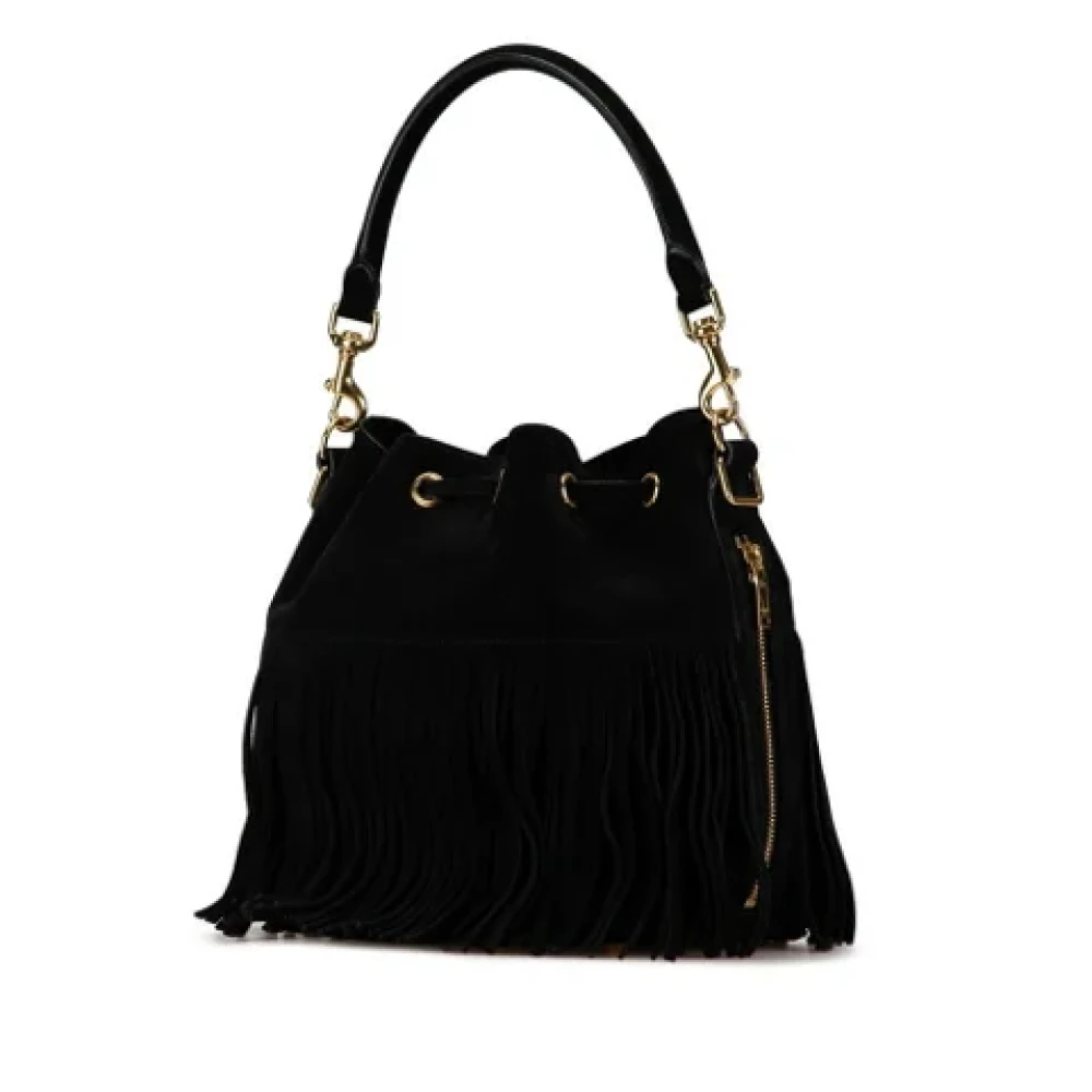 Saint Laurent Vintage Pre-owned Suede handbags Black Dames
