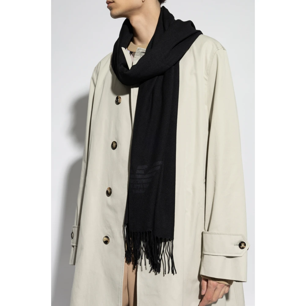 Emporio Armani Sjaal met logo Black Heren