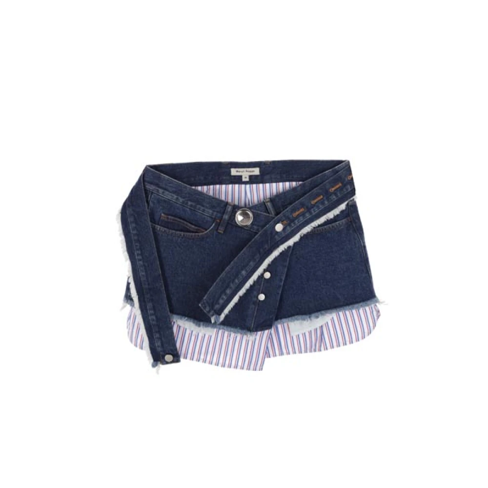 Meryll Rogge Blauwe Denim Rok met Gestreepte Katoenen Inzet Blue Dames