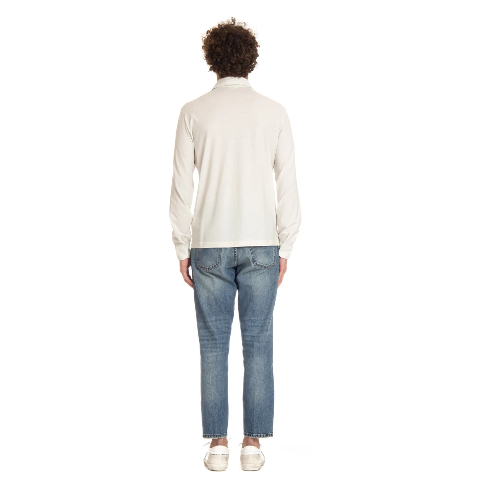 Herno Katoenen Polo Shirt Lange Mouwen Stretch White Heren