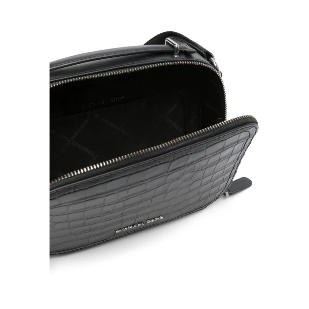 Michael Kors Hudson Croc-emboss lederen crossbody tas Black Heren