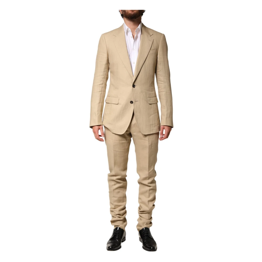Dolce & Gabbana Beige Linen Single Breasted 2 Piece Suit - IT44 | XS - Image 2