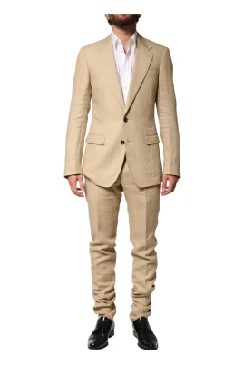 Linen Enkelknäppt Kostym, 2 Delar
