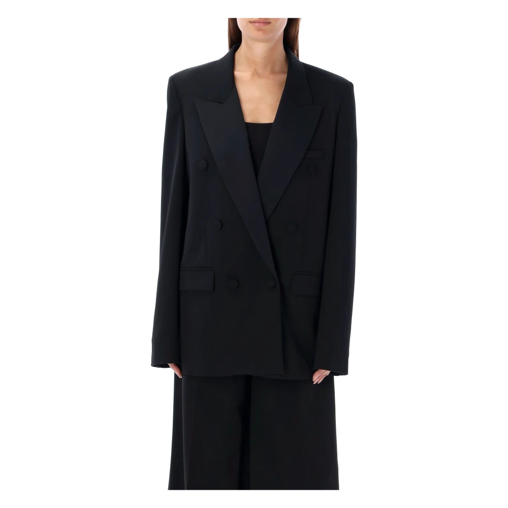 Stella Mccartney Zwarte dubbelrijige tuxedo jas Black Dames