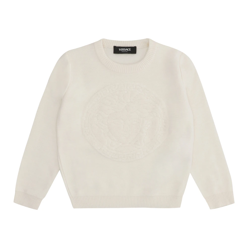 Versace Women's Beige Medusa Towel-Stitch Knit Sweater