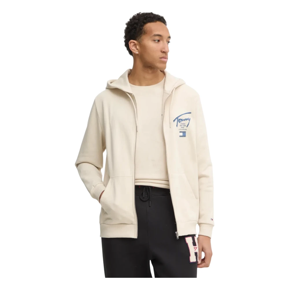 Tommy Hilfiger Men's White Zip-Throughs,, Full Zip Hoodies For 2XL