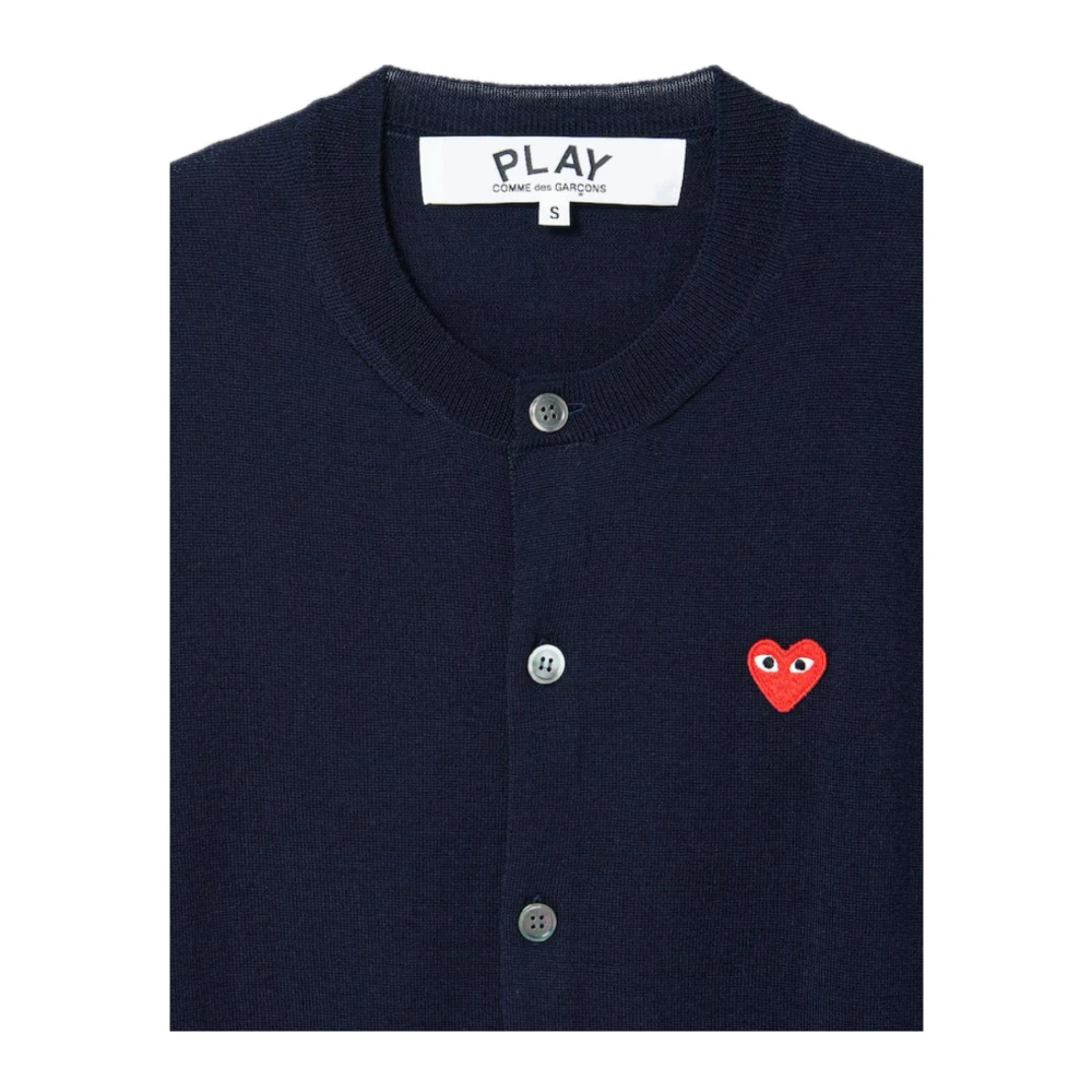 Comme des Garçons Play Geborduurde Hart Korte Mouw Vest Blue Heren