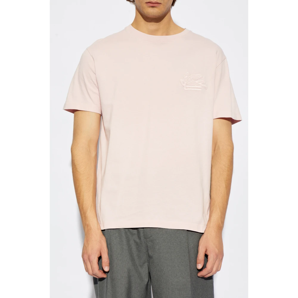 ETRO Katoenen T-shirt met geborduurd logo Pink Heren