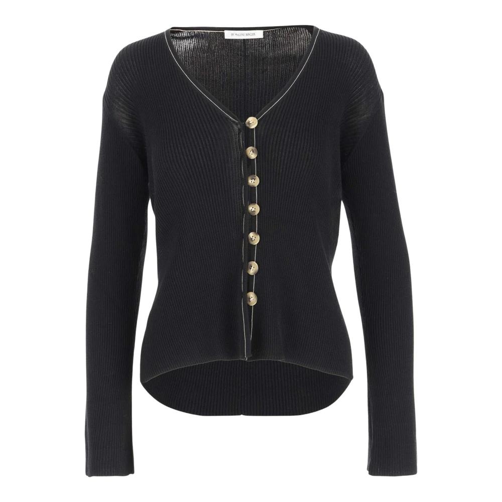 By Malene Birger Bomullsblandning V-ringad Cardigan Svart Black, Dam