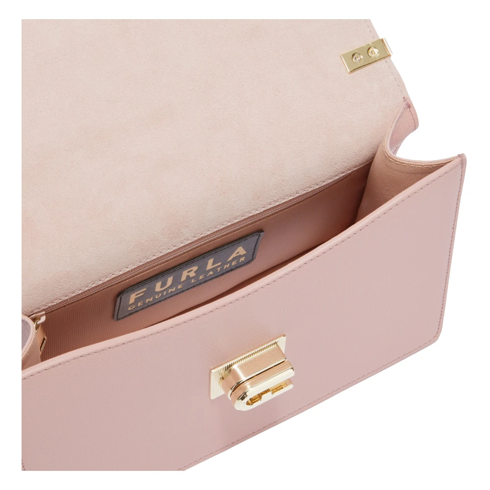 Furla Gestructureerde Leren Crossbody Tas met Kettinginleg Pink Dames