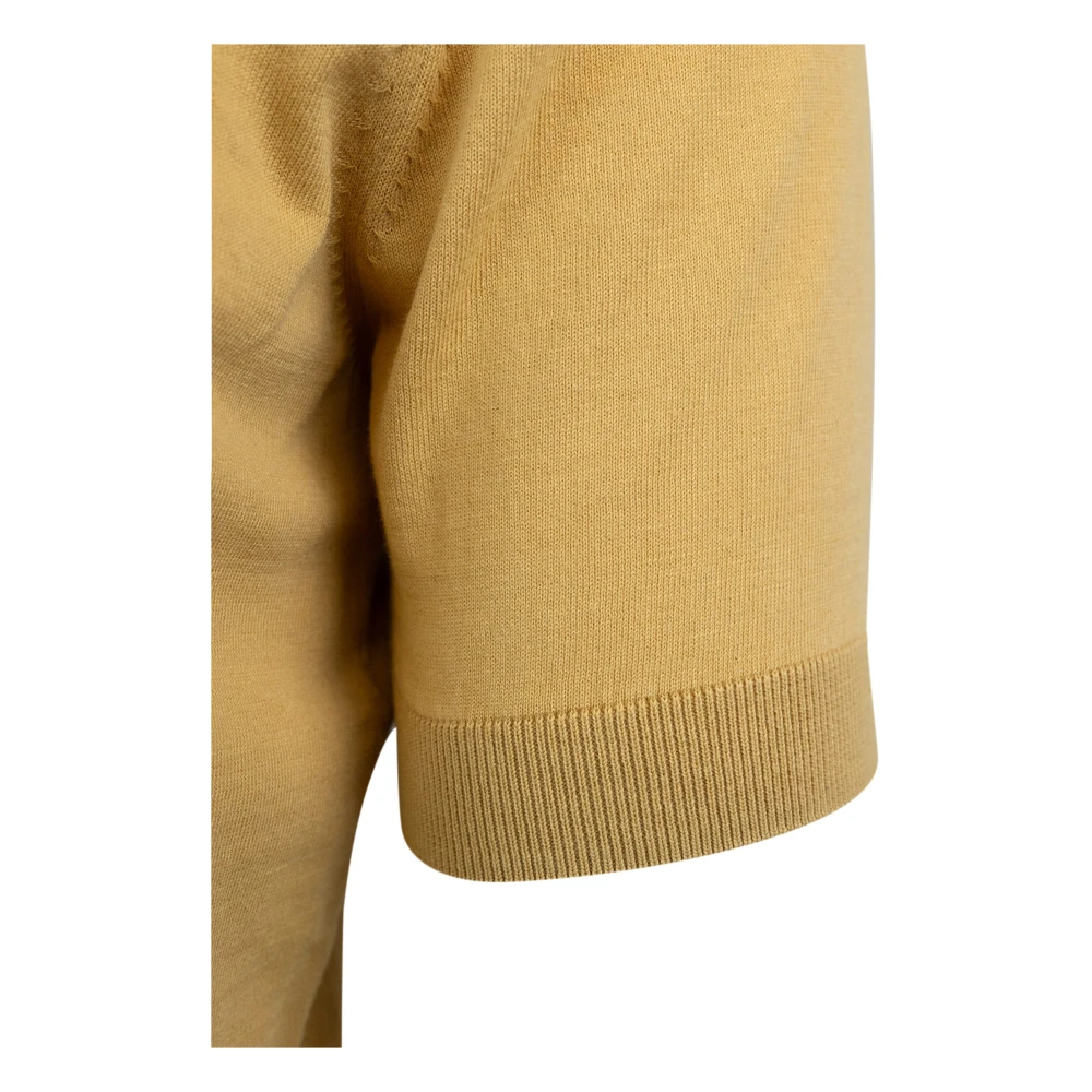 Paolo Pecora Katoenen Polo Shirt Regular Fit Geribbelde Halslijn Yellow Heren