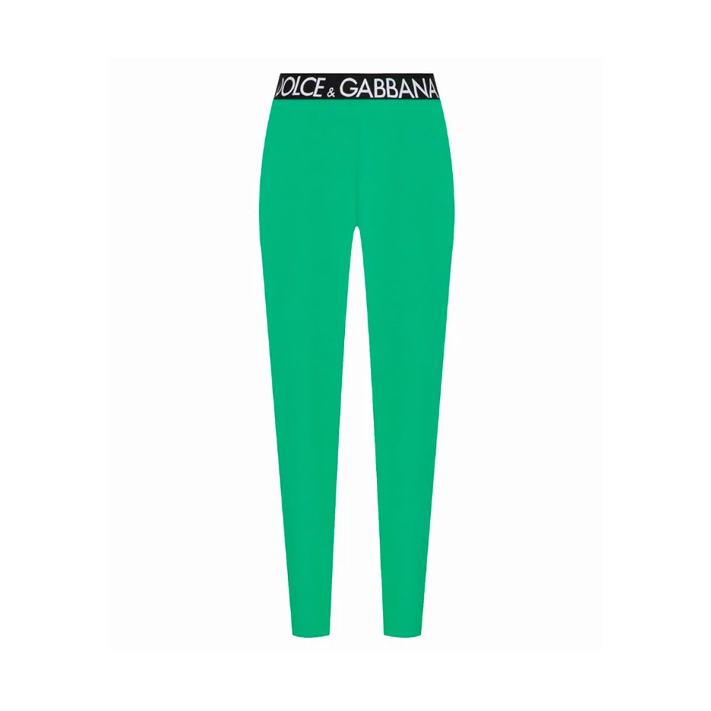 Dolce & Gabbana Iconische Logo Leggings Elastisch Ontwerp Green Dames