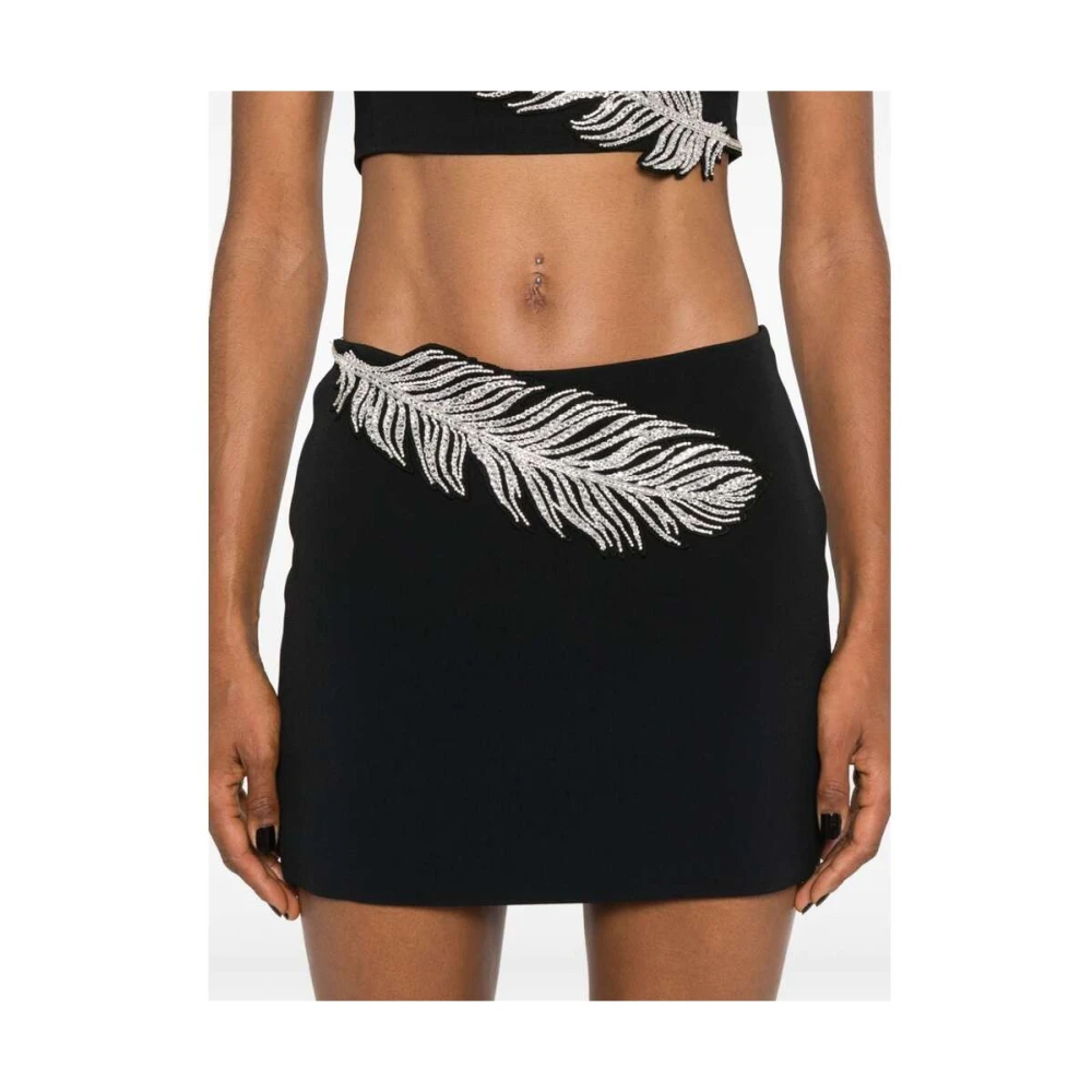 David Koma Zwarte Kristalversierde Veren Rok Black Dames