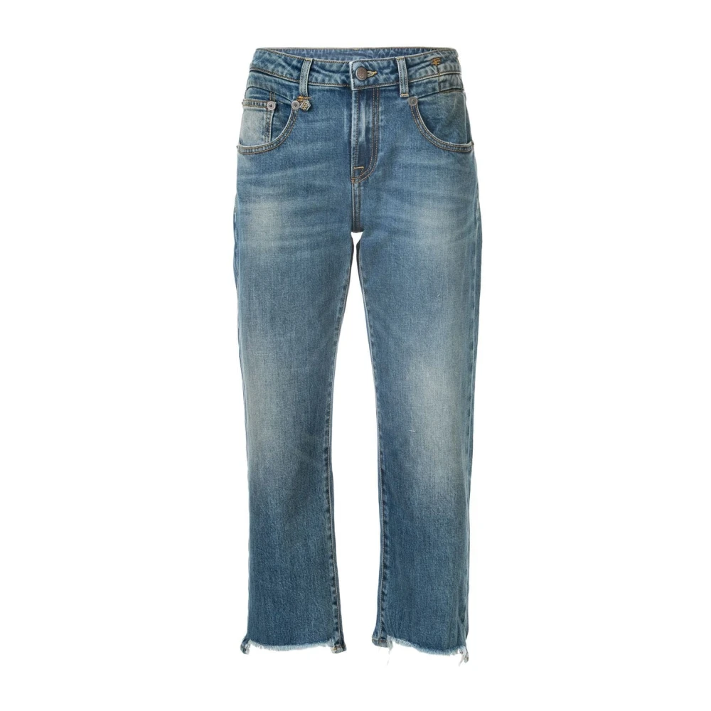 R13 Straight Jeans met Scheuren Blue Dames