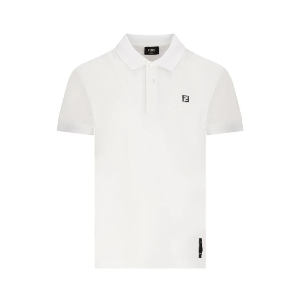 Fendi Men's White Metal Piquet Polo Shirt - Polo Shirts - 2XL - Tops