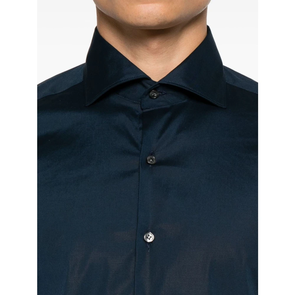 Fay Blauw Katoenmix Poplin Overhemd Blue Heren