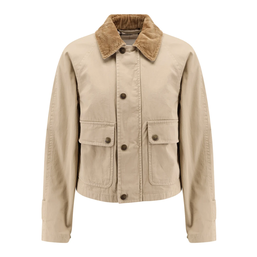 Burberry Women's Beige Corduroy Jacket With Buttons