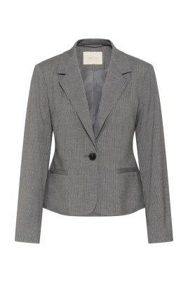 Randig Grå Blazer med V-Hals