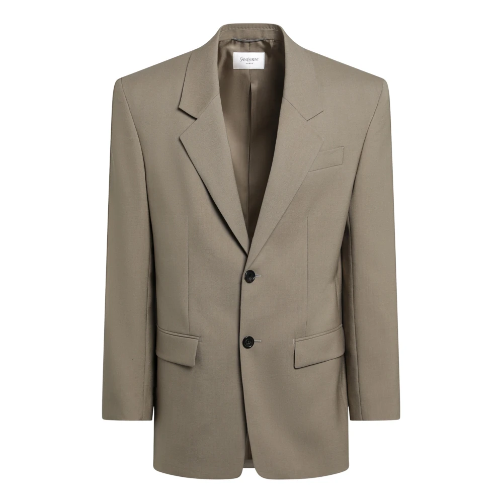 Saint Laurent Men's Beige Single-Breasted Jacket In Wool And Mohair - Blazers - L - Jackets